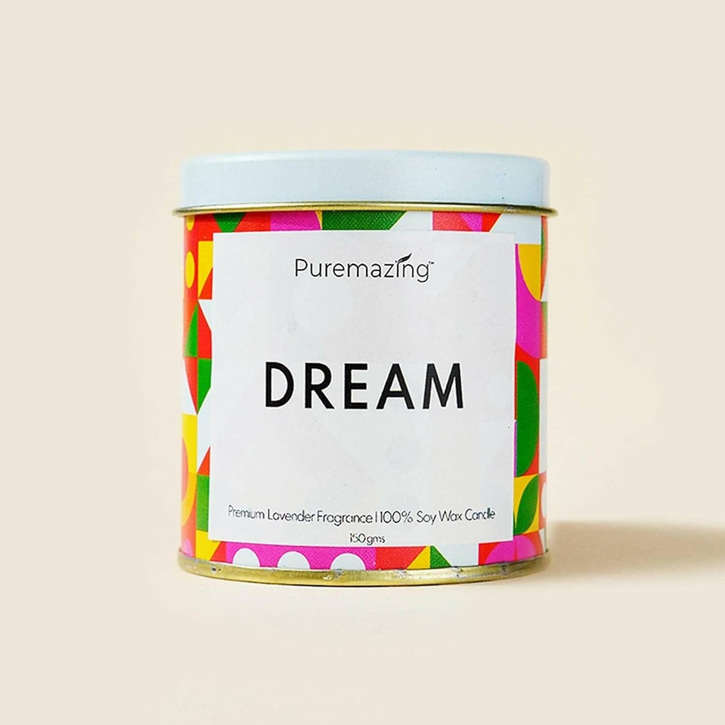 Puremazing Premium 100% Soy Wax Candle Dream - Lavender Fragranced Candle Tin Jar with Wooden Wick Burning time of Upto 35 Hours Soy Candles for Home Scented Handmade Votive Candles - HalfPe