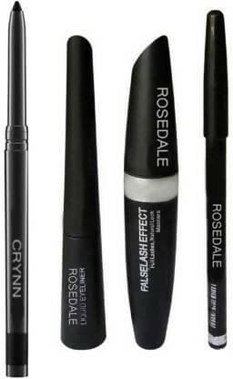 Crynn Smudge Proof Makeup Beauty Kajal & Rosedale 3in1 Eyeliner , Mascara , Eyebrow Pencil - HalfPe