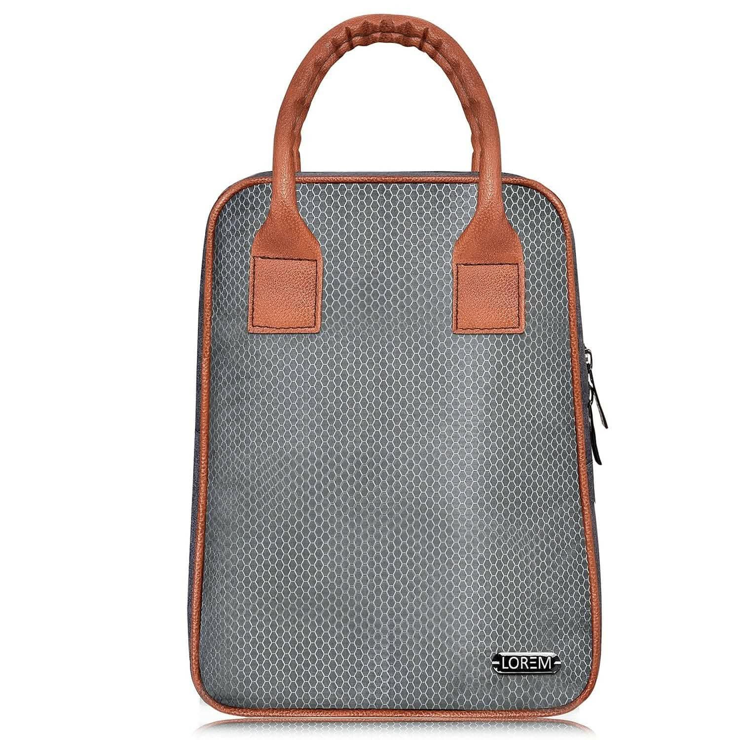 LOREM Grey Linen Textured Insulated Tiffin /Lunch Bag For Men & Women - HalfPe