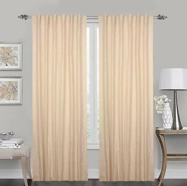 Lushomes linen curtains, light filtering curtains,Colour Natural for Living Room or Bedroom with Reverse Tab Top, 50 x 72 inch (Tan) - HalfPe