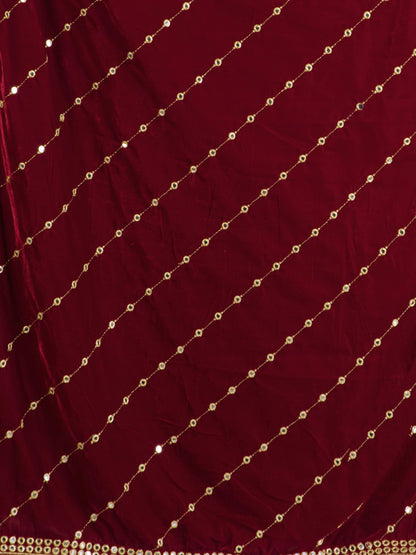 Maroon Embroidered Velvet Shawl Dupatta - HalfPe