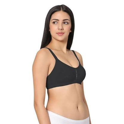 Non Padded Center Lace Bra (Black) - HalfPe