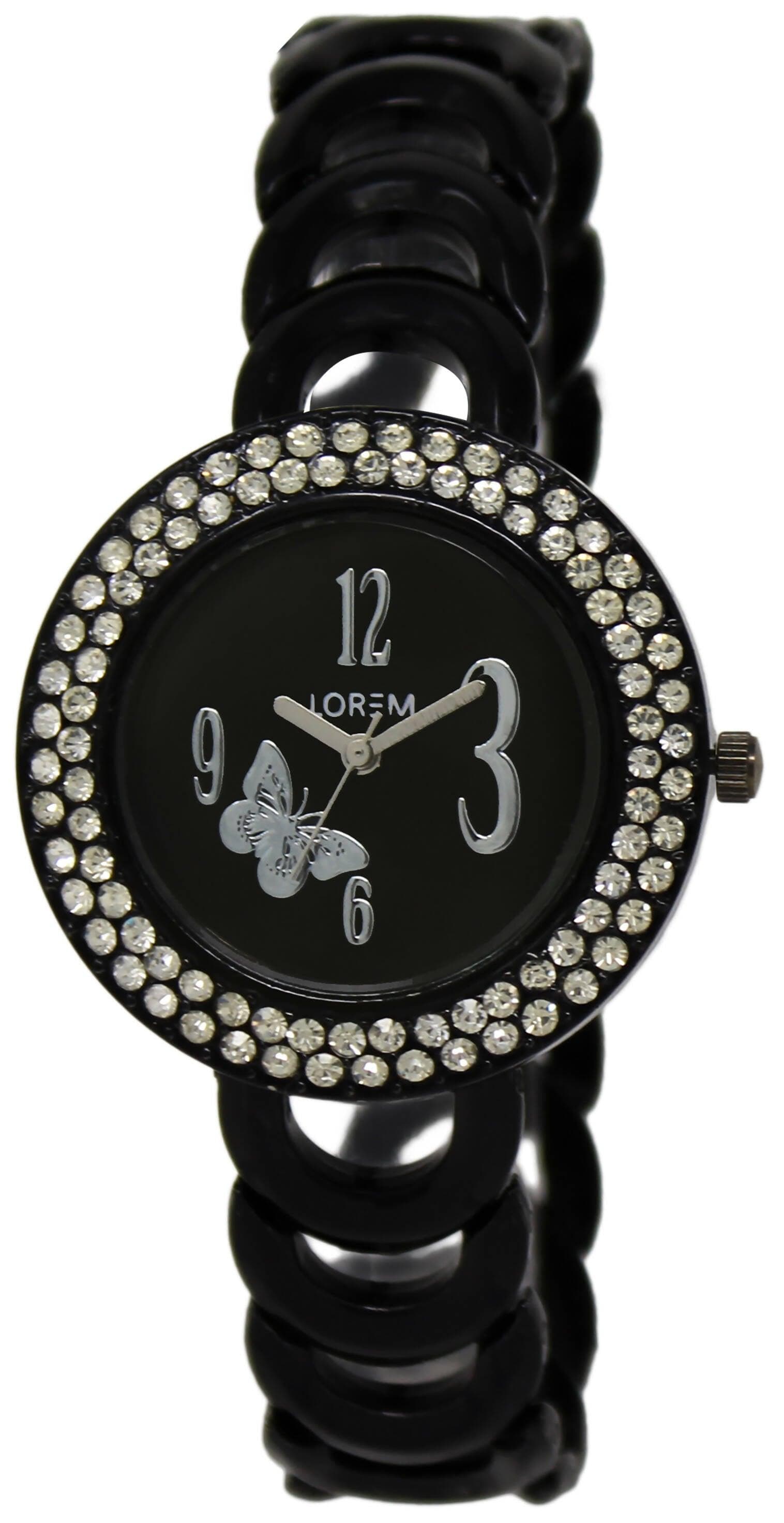 LOREM Black Butterfly Analog Watch For Women LR201 - HalfPe