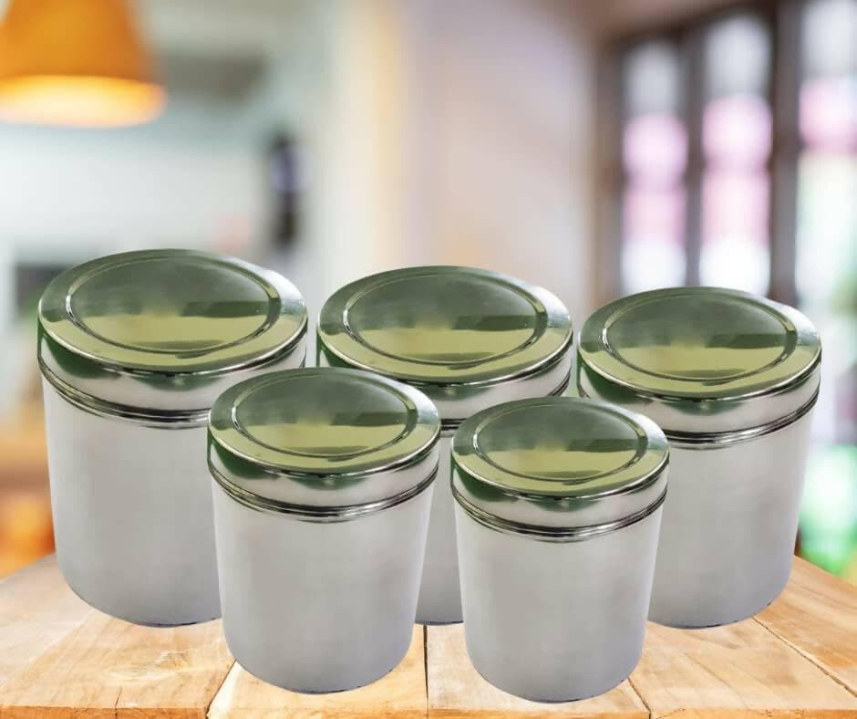 SHINI LIFESTYLE Stainless Steel 5 Pieces steel Container with Steel Jar Set - HalfPe