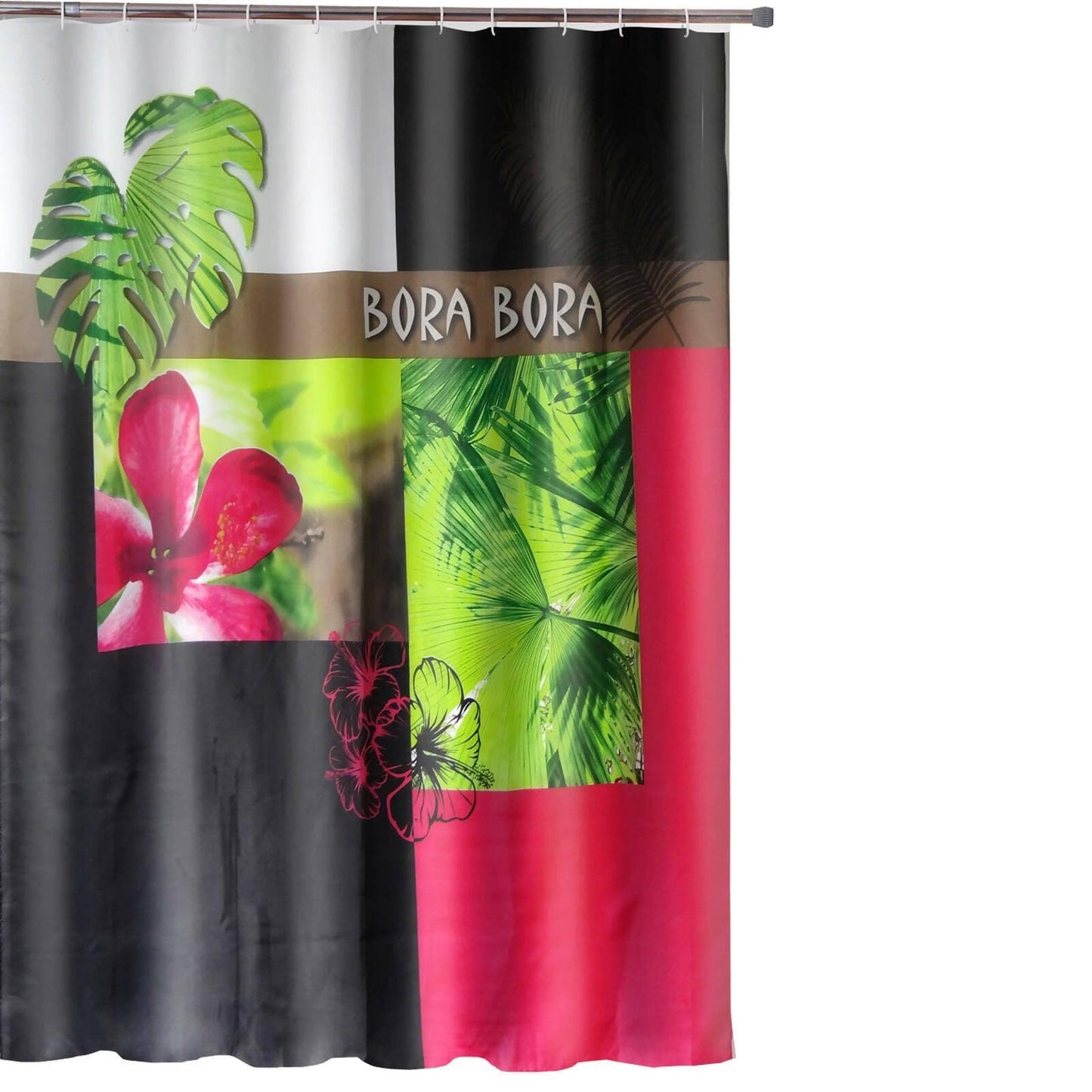 Lushomes shower curtain, Bora Bora Printed, Polyester waterproof 6x6.5 ft with hooks, non-PVC, Non-Plastic, For Washroom, Balcony for Rain, 12 eyelet & 12 Hooks (6 ft W x 6.5 Ft) - HalfPe