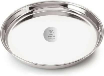 SHINI LIFESTYLE stainless steel plate set,lunch plate,bhojan thali Dinner Plate (Pack of 12) - HalfPe