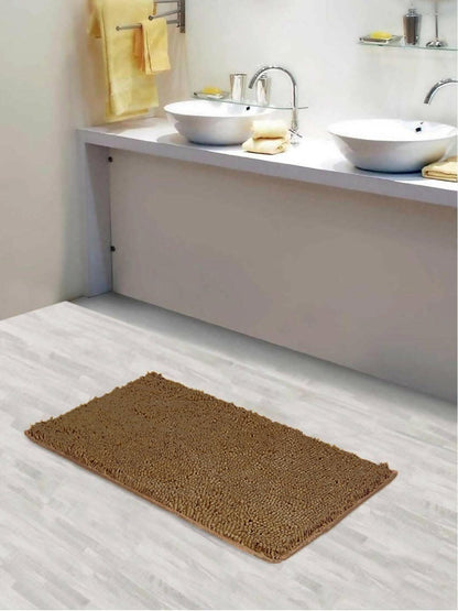 Lushomes Bathroom Mat, 2200 GSM Floor, bath mat Mat with High Pile Microfiber, anti skid mat for bathroom Floor, bath mat Non Slip Anti Slip, Premium Quality (12 x 18 Inch, Single Pc, Beige) - HalfPe