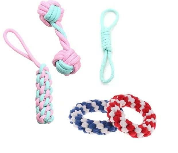 PetGains PGDB 4-Piece Indestructible Dog Toy for Puppies and Small Dogs (Pink, Green, Red) - HalfPe