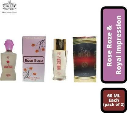 Gimani Rose Roze and Royal Impression Perfume 60ml each (pack of 2, 120ml) - HalfPe