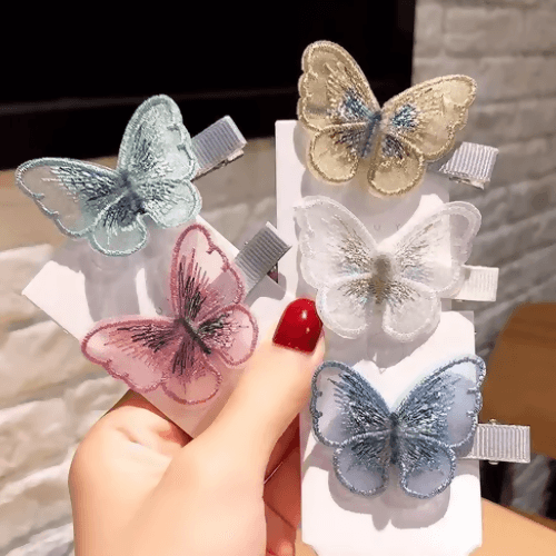 SENECIO Fabric Butterfly Hair clips(5pc multicolor) - HalfPe