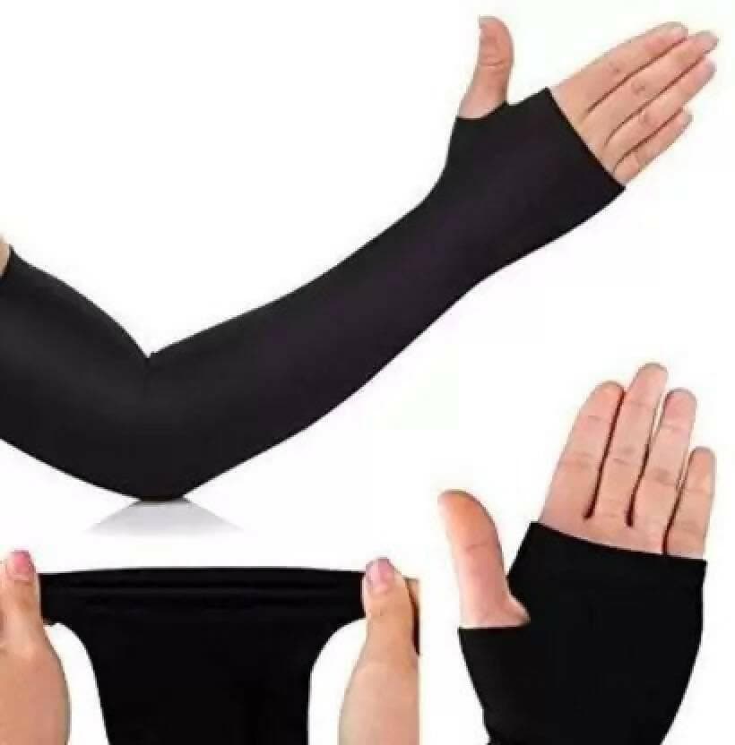 SAGIRON Nylon Arm Sleeve For Men & Women (Free size, Black) - HalfPe