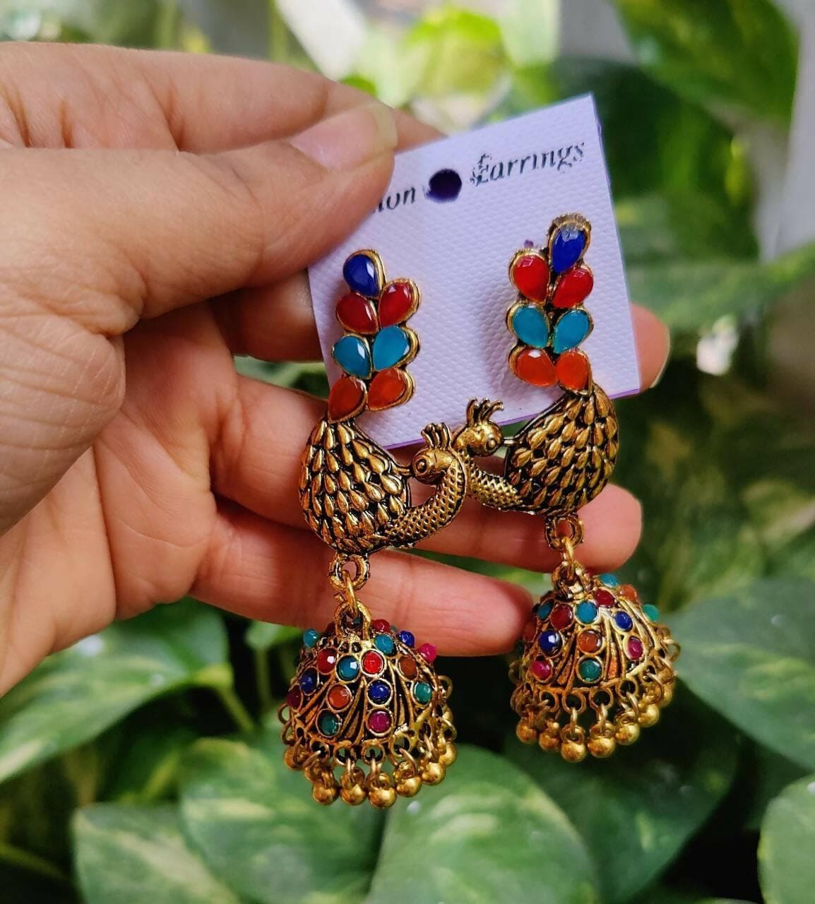 Pinapes Handcrafted couple Hamsa Jhumka Earrings for a Stunning Look (Set Of 2) - HalfPe