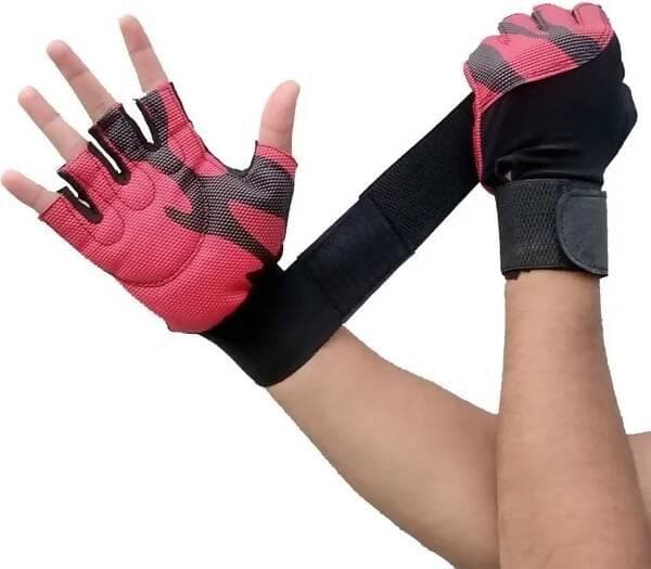 Wrist Support Workout Rubber Padded Grip Gym & Fitness Gloves - HalfPe