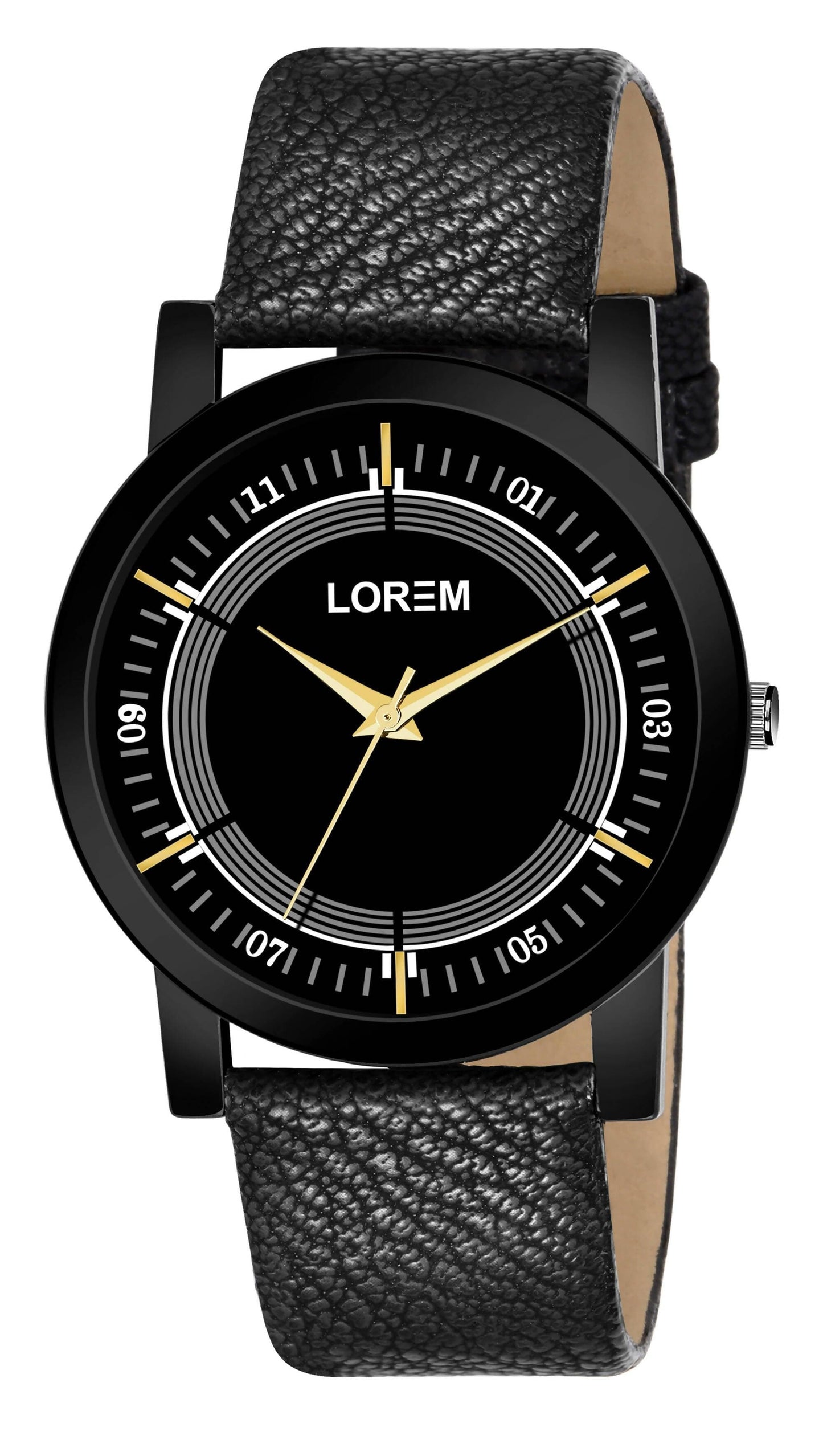 LOREM Black Sllim Analog Watch For Men LR48 - HalfPe