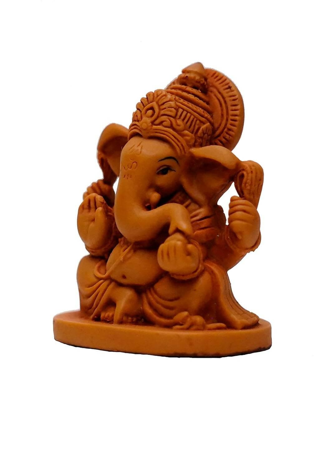 KariGhar Ganpati Bappa Idol for Home/Car Dashboard (Brown, 2X2.75X4 inches) - HalfPe