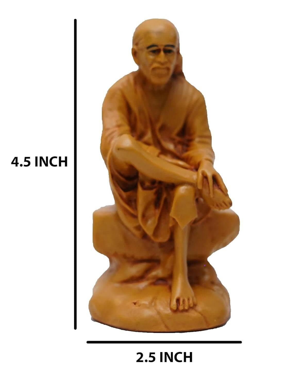 KariGhar Sai Baba Idol for Home/ Living Room/ Puja Room/ Gifting (Brown, 2.25X2.5X4.5 inches) - HalfPe