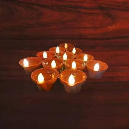 UDHWANI by Kakkumal Govindram Candles LED Diya with Water Sensor Battery Powered For Temple Office/Home Decoration (Pack of 12) - HalfPe