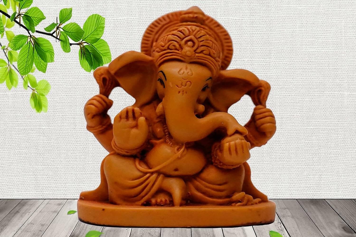 KariGhar Ganpati Bappa Idol for Home/Car Dashboard (Brown, 2X2.75X4 inches) - HalfPe