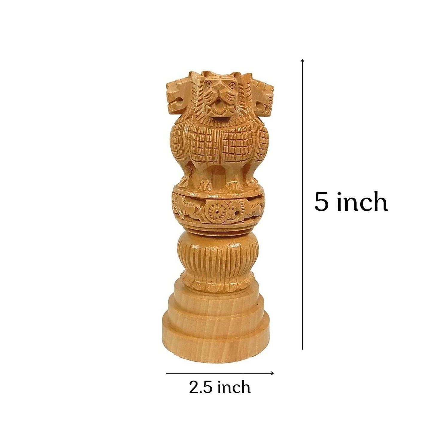 Santarms Wooden Ashok Pillar for Office Table Decoration (5 Inches) - HalfPe