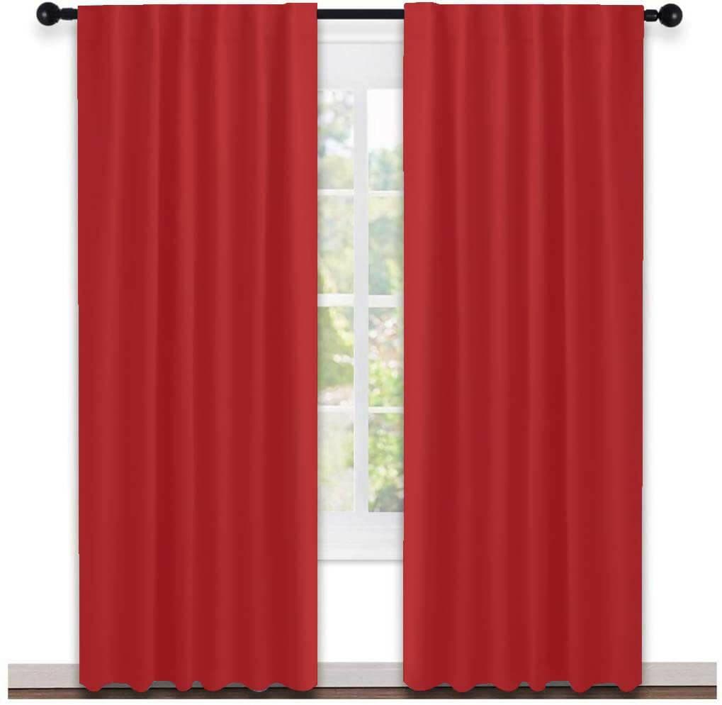 Lushomes curtains 7 feet long set of 2, Cotton Curtains, Door Curtains, red cotton Rod Pocket Curtain and Drapes for Door Size: 137X213 cm,Pack of: 2 (54x84 Inches, Set of 2) - HalfPe