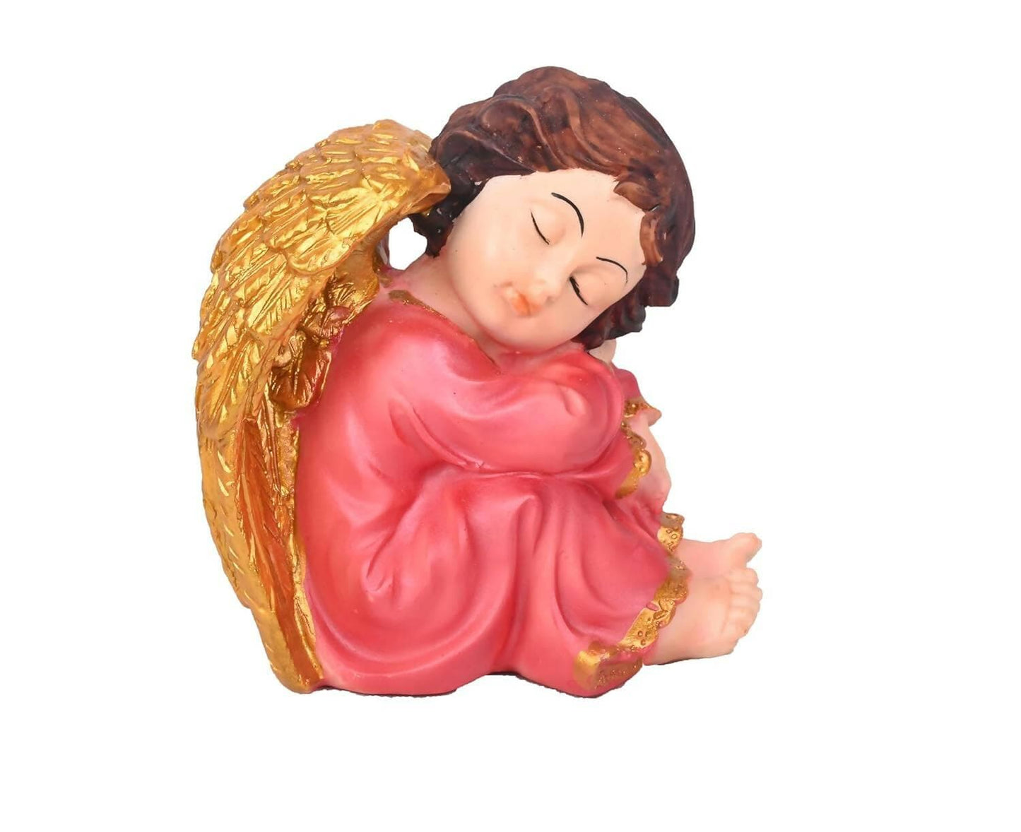 KariGhar Resin Sitting Angel Statue Catholic Idol for Home | Prayer Room | Bed Room | Shelf | Mantel | Gifting and Decoration, Pink - HalfPe