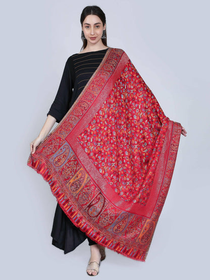 Red Modal Kani Shawl(40 x 80 IN) - HalfPe