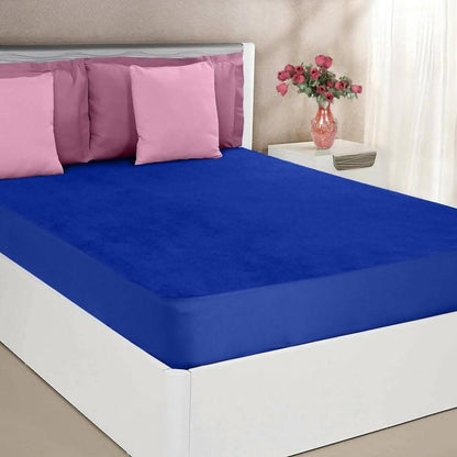 Mattress protector royal blue waterproof cover for single bed (75 x 48 inch) - HalfPe