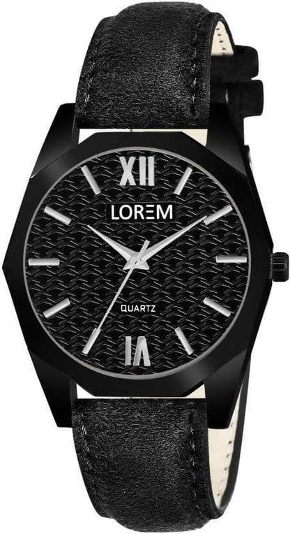 LOREM Black 3d embossed Dial Analog Watch For Women LR329 - HalfPe