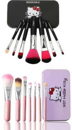 Bingeable 7 Pcs Black Hk Professional Makeup Brushes Set Soft Synthetic Multi Purpose Makeup Brushes Set (PACK OF 2) (Black & Pink\Multi colors) (Pack of 7) - HalfPe