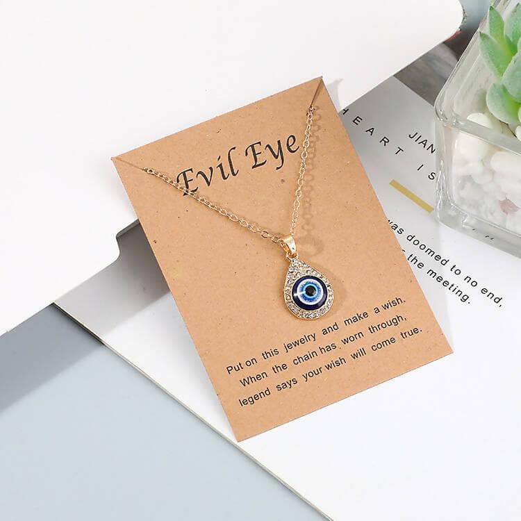 Pinapes Gold Plated Evil Eye Sea Green Pendant Necklace for Women’s & Girls (Drop eye) - HalfPe