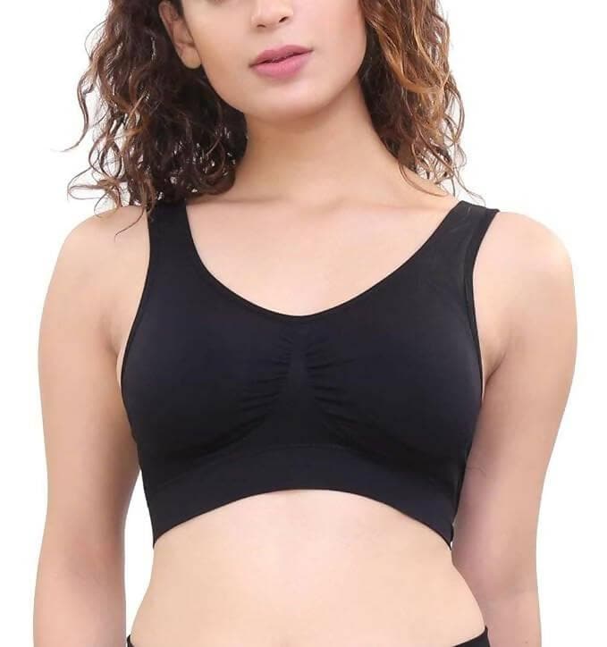 Removable Cup - Sport Bra (BLACK) - HalfPe