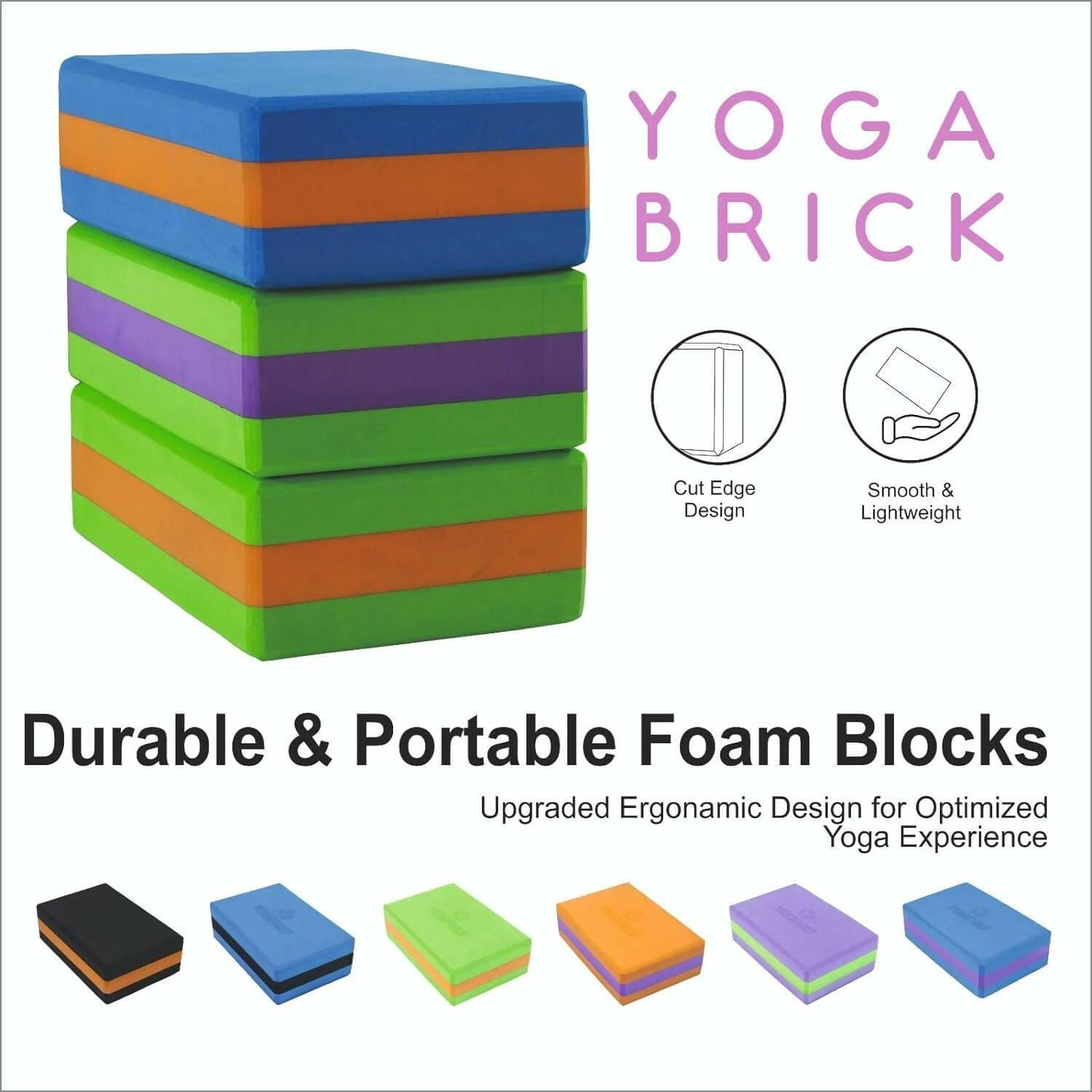 YOGPRO Dual Color High Density EVA Brick for men and women (Set of 2) (BLUE/BLACK) - HalfPe