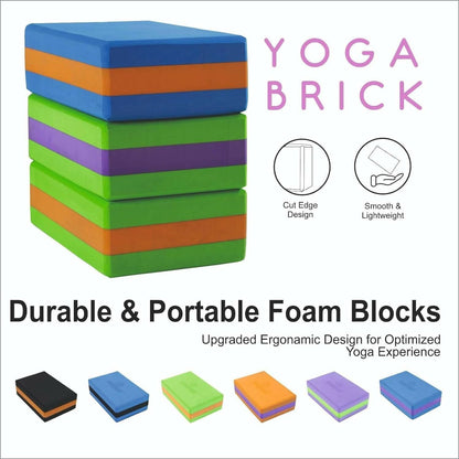 YOGPRO Dual Color High Density EVA Brick for men and women (Set of 2) (BLUE/BLACK) - HalfPe