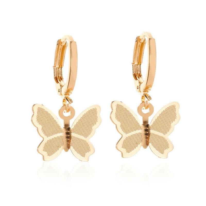 Fashion earring butterfly style gold (2 pairs) - HalfPe