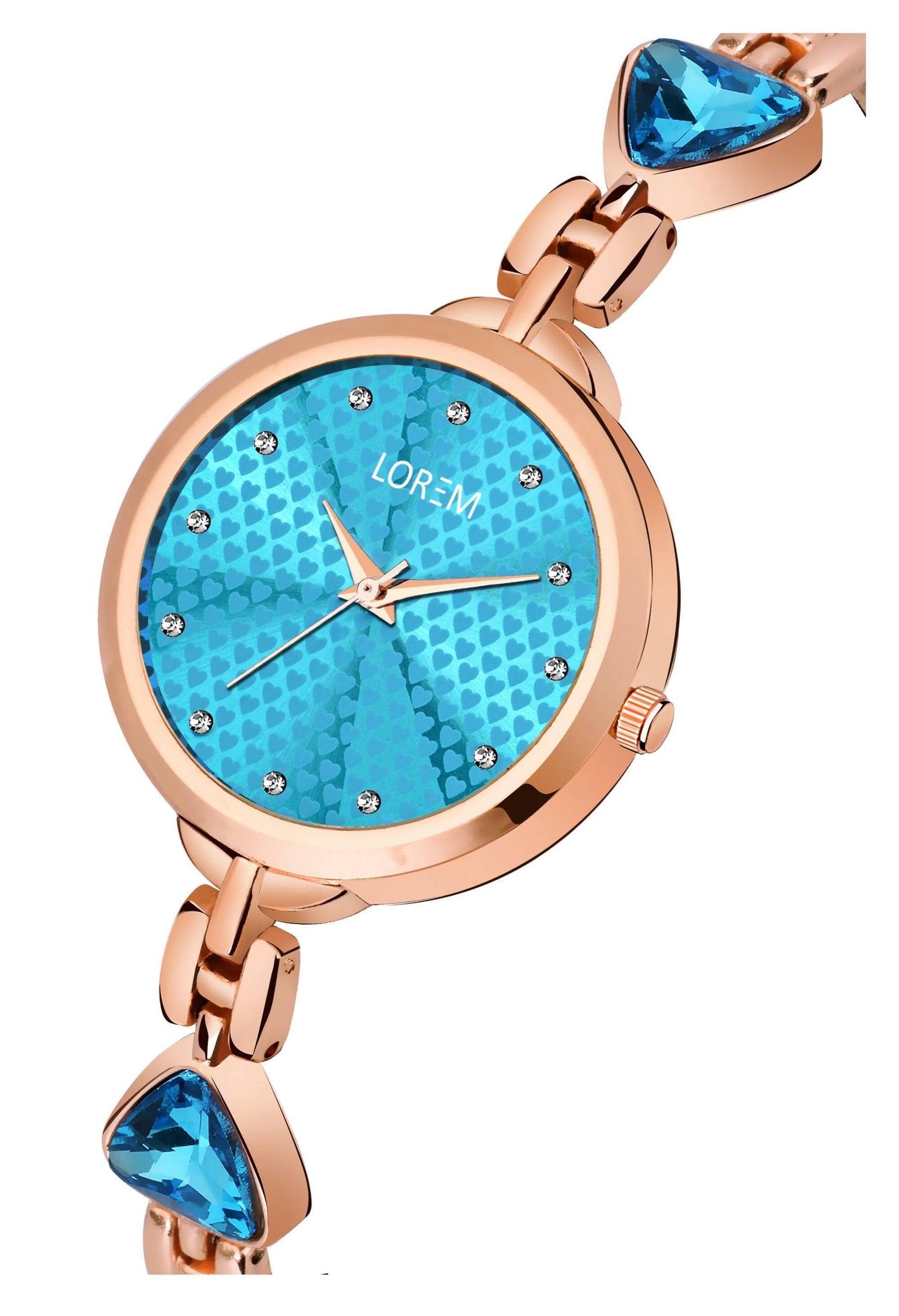 LOREM Blue Diamonds Studded Analog Watch For Women LR281 - HalfPe