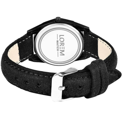 LOREM Black 3d embossed Dial Analog Watch For Women LR328 - HalfPe