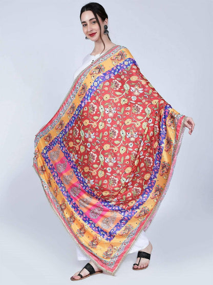 Chiffon Digital Multicolour Print Pakistani Dupatta with Mirror Work - HalfPe