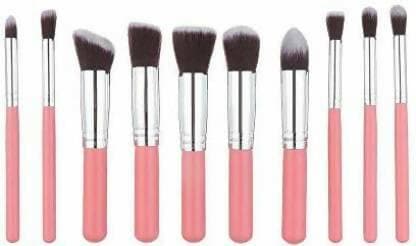 Bingeable 10Pcs Natural Professional Foundation Blending Brush Tool Cosmetic Kits Makeup Set Brushes+ Makeup Sponge Puff 2 Pcs (Pack of 10) - HalfPe