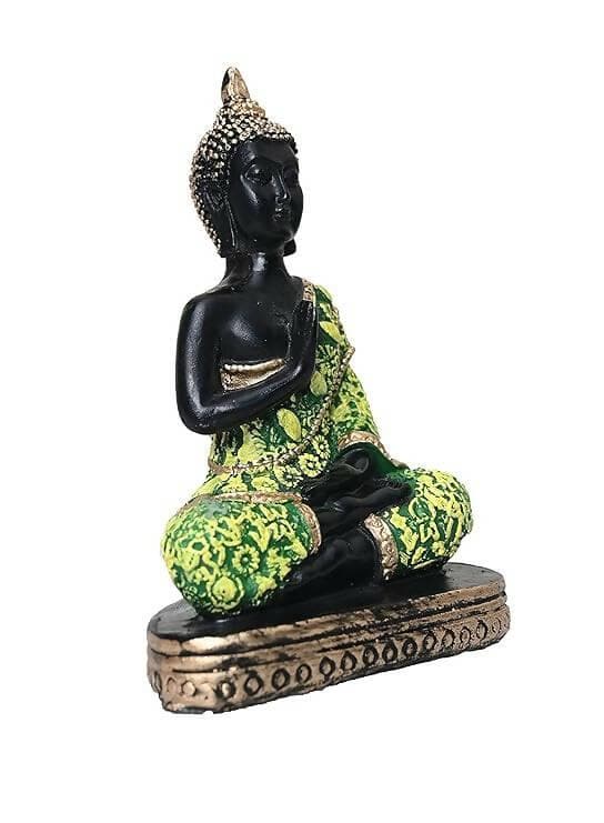 KariGhar Antique Meditating Buddha Statue Idol Perfect for Home | Prayer Room | Living Room | Decoration & Gifting (A0104 (Green)) - HalfPe