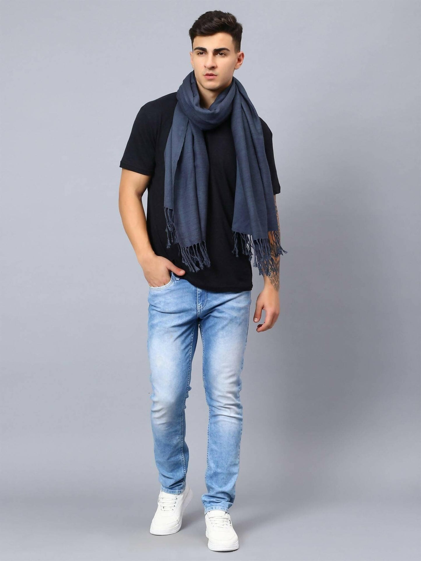 Grey Wool Stole - HalfPe