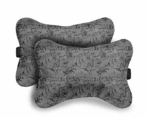 Car Seat Neck Rest Pillow, Cushion For All Cars, Premium Designer Quilted Velvet Lumbar (set of 2) - HalfPe