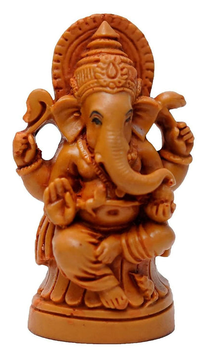 KariGhar Ganesh Idol for Home Puja Room (Brown, 1.5X2.25X3.5 inches) - HalfPe