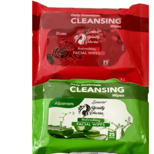 SENECIO Beauty Phoria Rose & Aloe Vera Daily Essentials Cleaning Facial Refreshing Wet Wipes 2 Pack, 50 Wipes - HalfPe