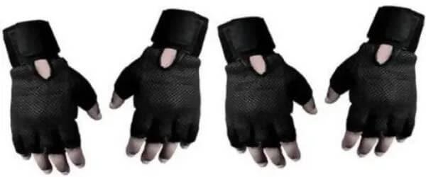 Lather Palm Support Weight Lifting Gym & Fitness Gloves (Black)  - HalfPe