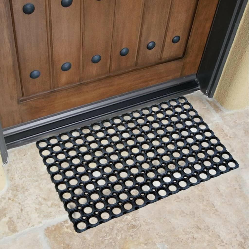 Mats Avenue Rubber Outdoor Door Mat for Home/Bathroom/Bedroom/Office/Main Door/Rainy Season (40x60 cm,Black with Holes) (Set of 5) - HalfPe