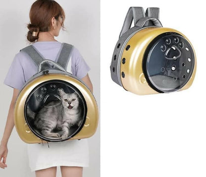 PetGains PGJB Transparent Fashionable Pet Carrier (Golden) - HalfPe