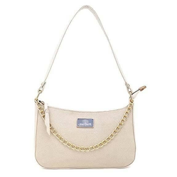 SAGIRON Women Girls Quilted Sling Bag with Gold Chain (Beige) - HalfPe