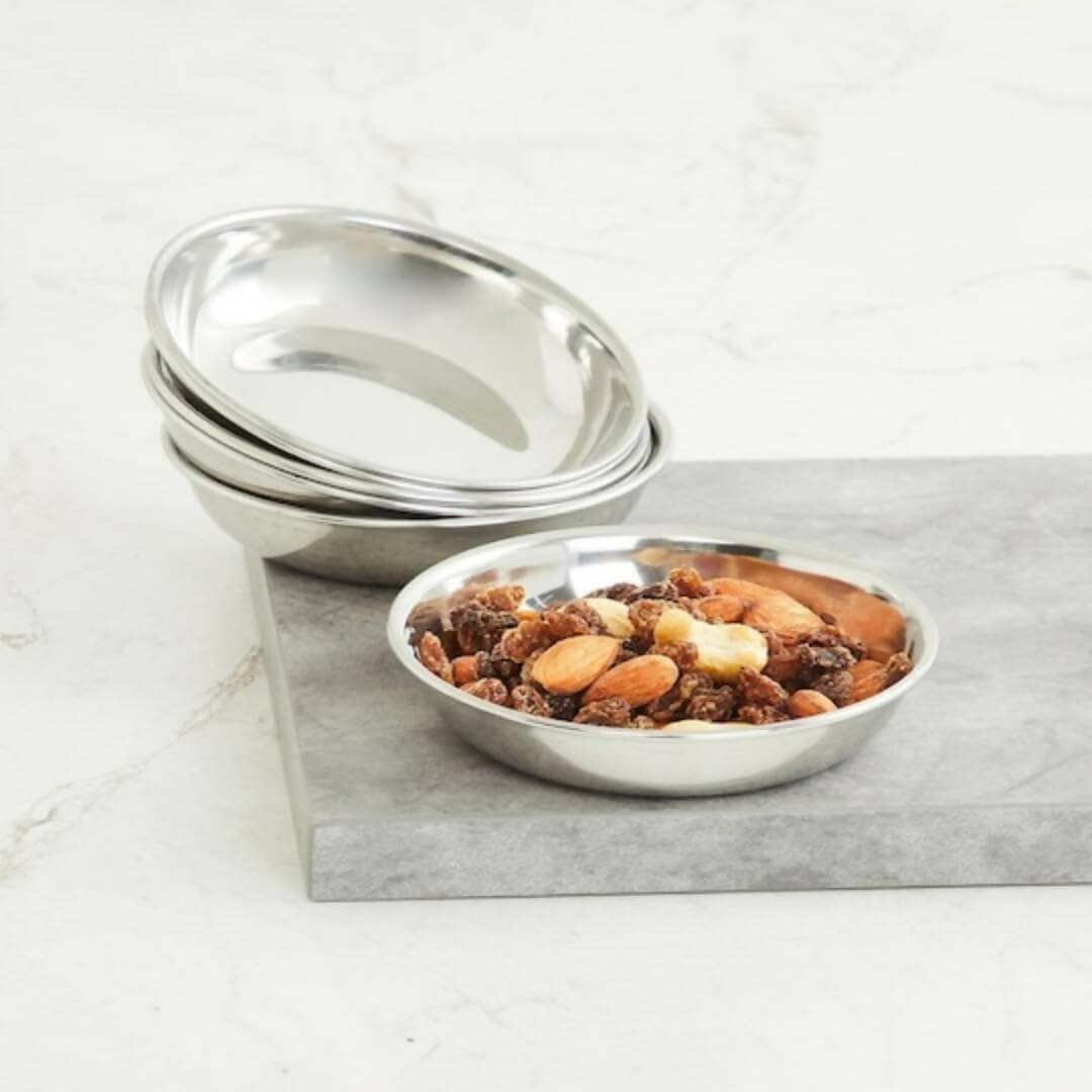 SHINI LIFESTYLE Stainless Steel Halwa Plates (Pack of 4) - HalfPe