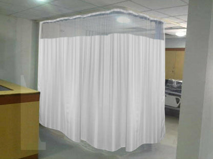 Hospital Partition Curtains, Clinic Curtains Size 12 FT W x 7 ft H, Channel Curtains with Net Fabric, 100% polyester 24 Rustfree Metal Eyelets 24 Plastic Hook, White, (12x7 FT) - HalfPe