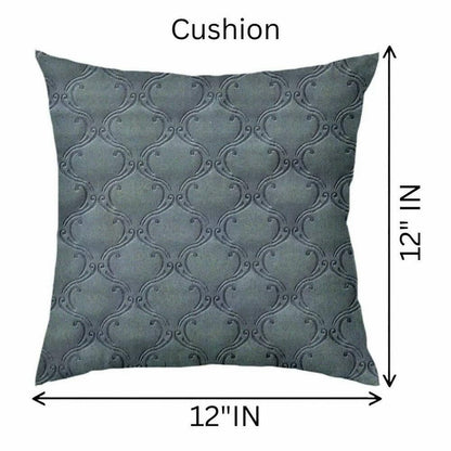 Lushomes Car Cushion Pillows for Neck, Back and Seat Rest, Pack of 4, Embossed Leatherlike Fabric 100% Polyester Material, 2 PCs Bone Neck Rest: 6x10 Inches, 2 Pcs of Car Cushion: 12x12 Inches, Grey - HalfPe